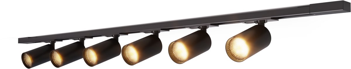 Calex Railsysteem Verlichting - 2 Meter - GU10 Fitting - 6 Spots - Opbouwspot - Mat Zwart - 1 Fase