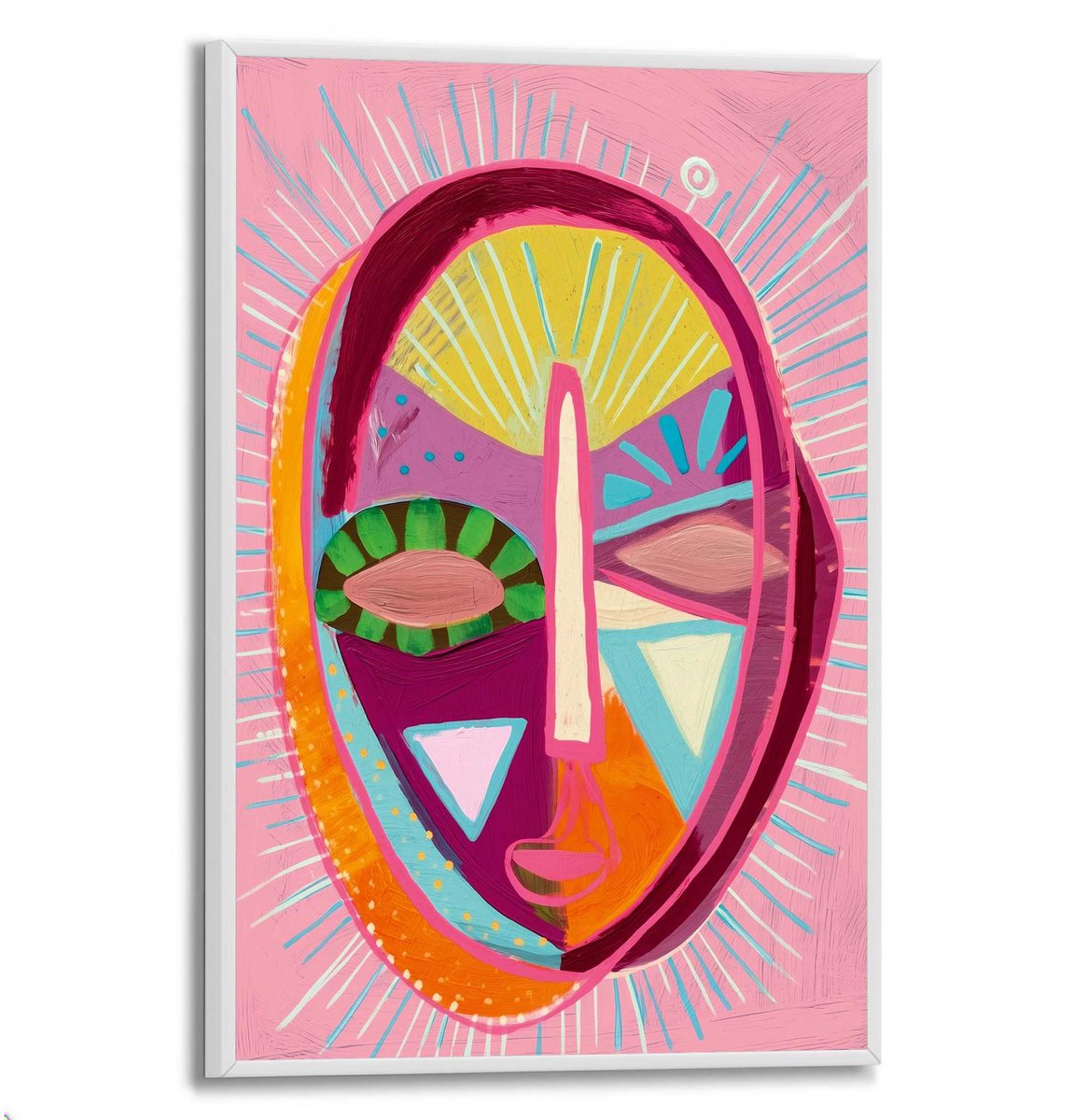 REINDERS Schilderij Abstract Masker - 30 x 20 - Papier - REINDERS Abstract Masker Wit