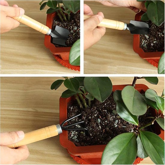 5 stuks - mini tuingereedschapset - mini tuingereedschap bonsai- mini tuin gereedschap setje - mini tuingereedschap set -tuingereedschap onkruidverwijderaar- mini tuin gereedschap - handig voor in de tuin - voor bloembakken, moestuin — afbeelding 3