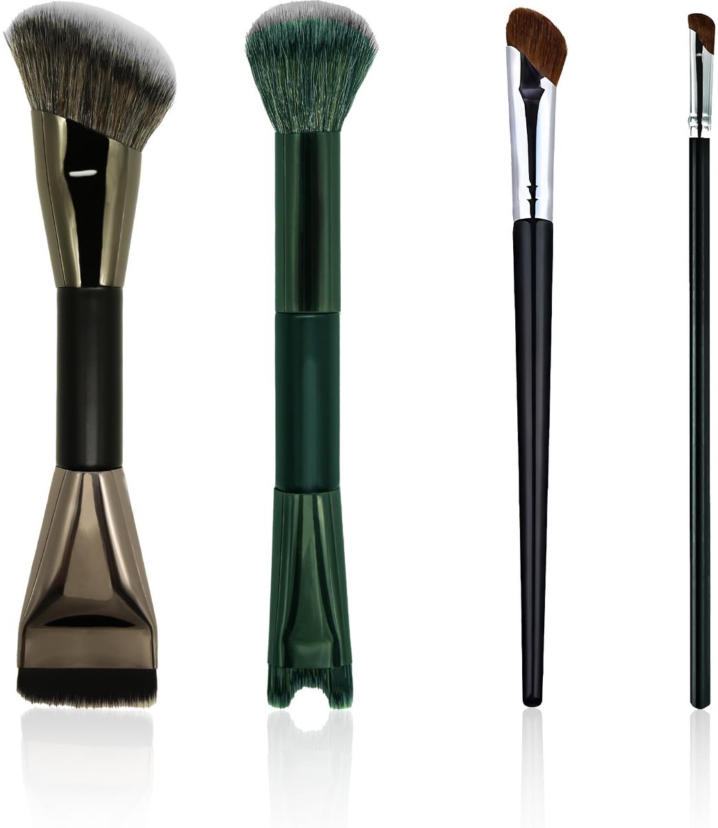 Dailygoods- Neuscontourkwasten Set van 4 - Synthetische Haren - Schuine Make-upkwasten - Vloeibare Contourkwasten - Zachte Applicatie - Nauwkeurige Make-up.