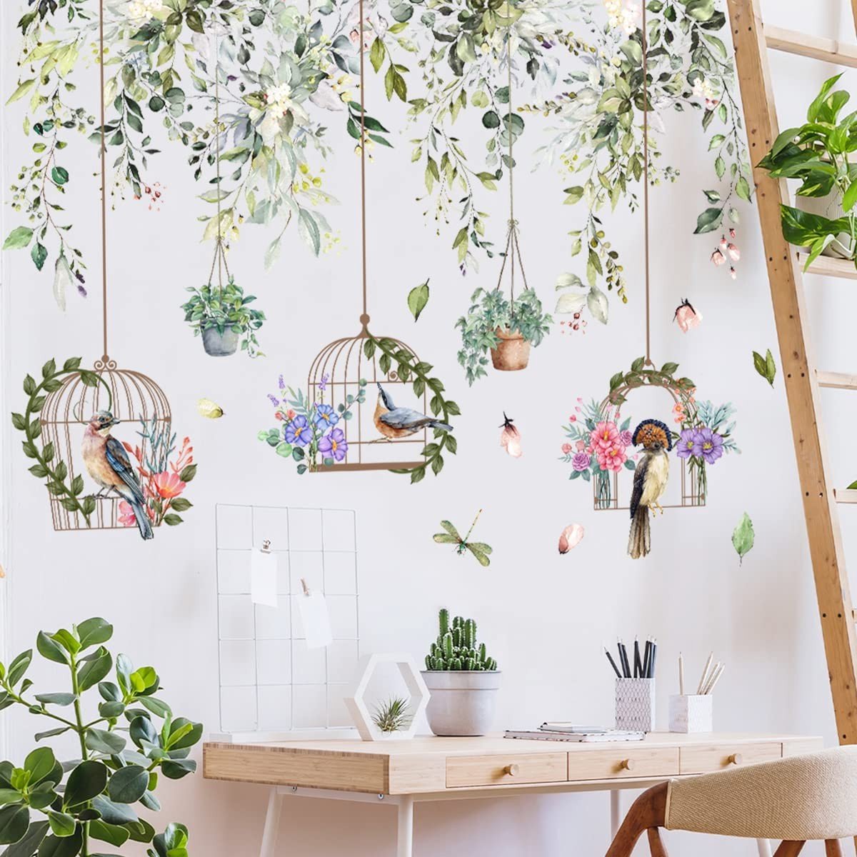 Dailygoods- Muurstickers Vogelkooi - Wanddecoratie Woonkamer - Wanddecoratie Slaapkamer - Wanddecoratie Kinderkamer - Muurstickers Planten - Eenvoudig aan te brengen