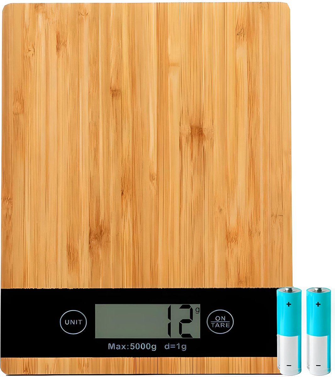 Digitale Keukenweegschaal - Keukenweegschaal bamboe lcd-display - 5 kg - hoogwaardige natuurlijke huishoudweegschaal echt bamboe - bakken koken huishouden - tarra-functie