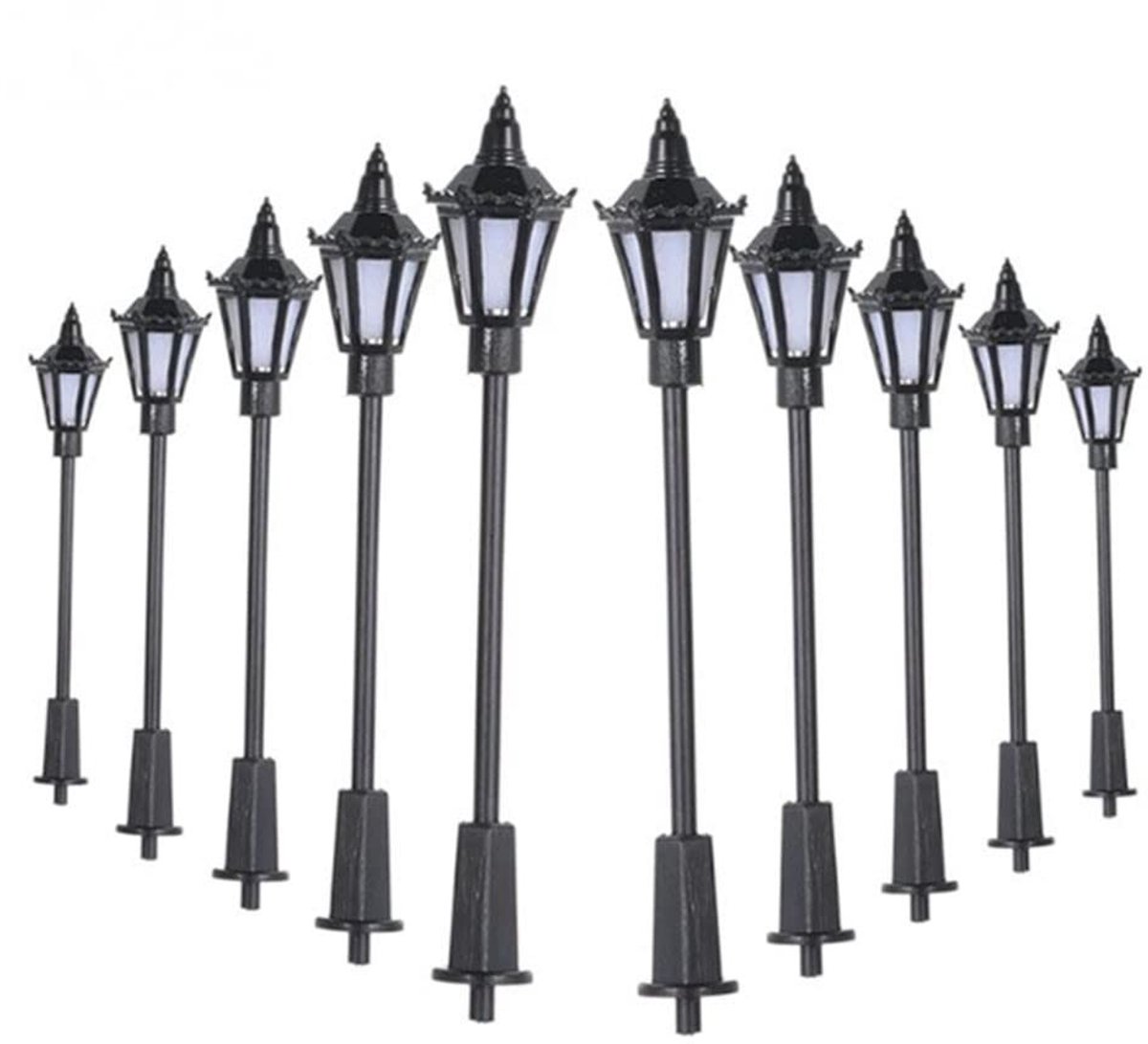Dailygoods - Spoorweg Trein Lamp palen - LED Straat Lampen - 10 Stuks - OO/HO Schaal - Model Spoorweg - Perfect voor Modelbouw - Decoratief