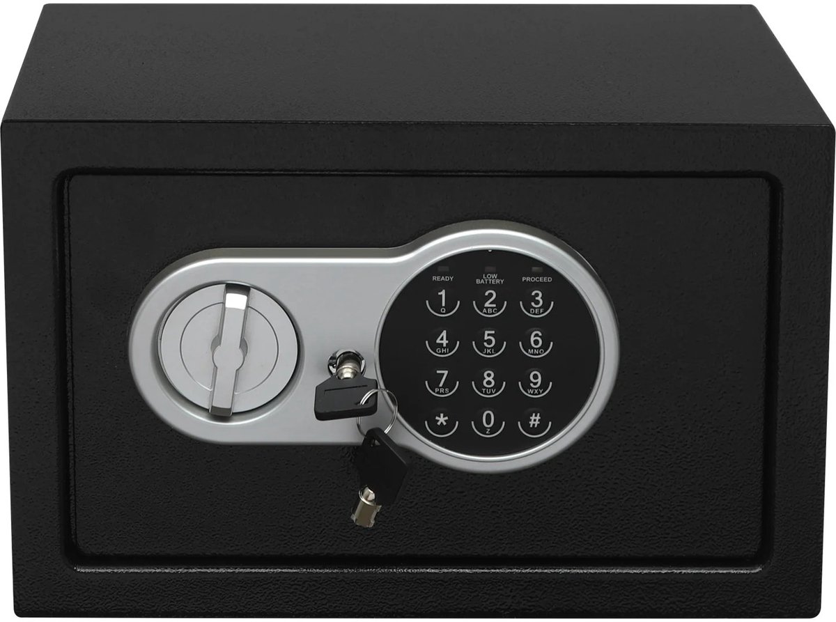 Dailygoods Digitale spaarpot Kleine huishoudelijke veilige beveiligingsdoos Mini stalen deposit met sleutel voor winkelg