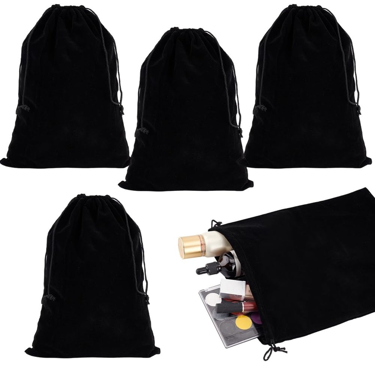 Dailygoods- Trekkoordzakjes 5 Stuks - Velours - Sieraden Zakjes - Opbergtasjes - Cadeauzakjes - Verstelbaar - Sieradenzakjes