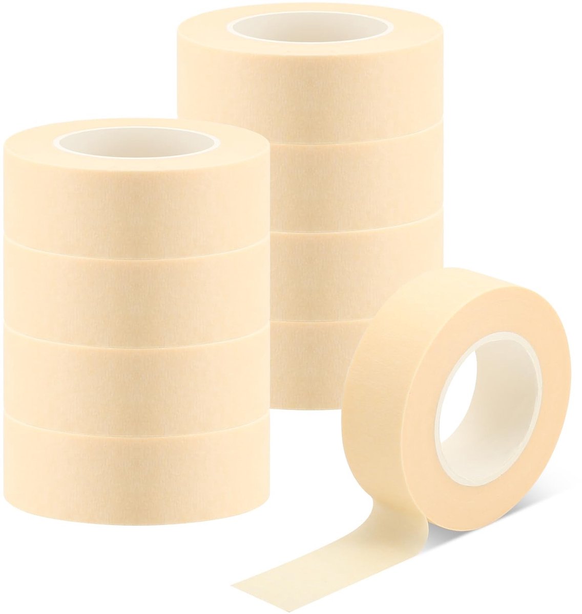Dailygoods- Afplakband 9 Rollen - 22mmx20m - Hittebestendig 80℃ - Gekreukt Papier - Verwijderbaar - Voor Schilderen en Handwerk - Schilderstape