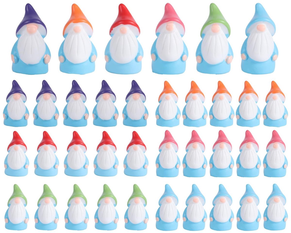 JHUBERS- Kabouterbeelden 36 Stuks - Miniatuur Figuren - Hars Decoratie - Feeëntuin Ornamenten - Multicolor - Schattige Dwergfiguren - Miniatuurfiguren