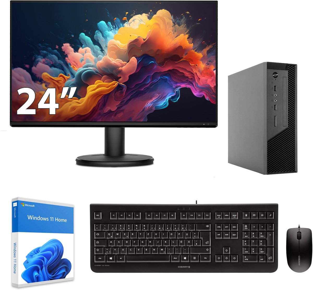 Sedatech Pakket Mini-PC Werkstation ITX • Intel i7-14700 • Intel UHD Graphics 770 • 32Gb DDR5 • 2Tb SSD M.2 • DVD-RW • WiFi, USB C • BT • Windows 11 • Desktop computer • Monitor 24''