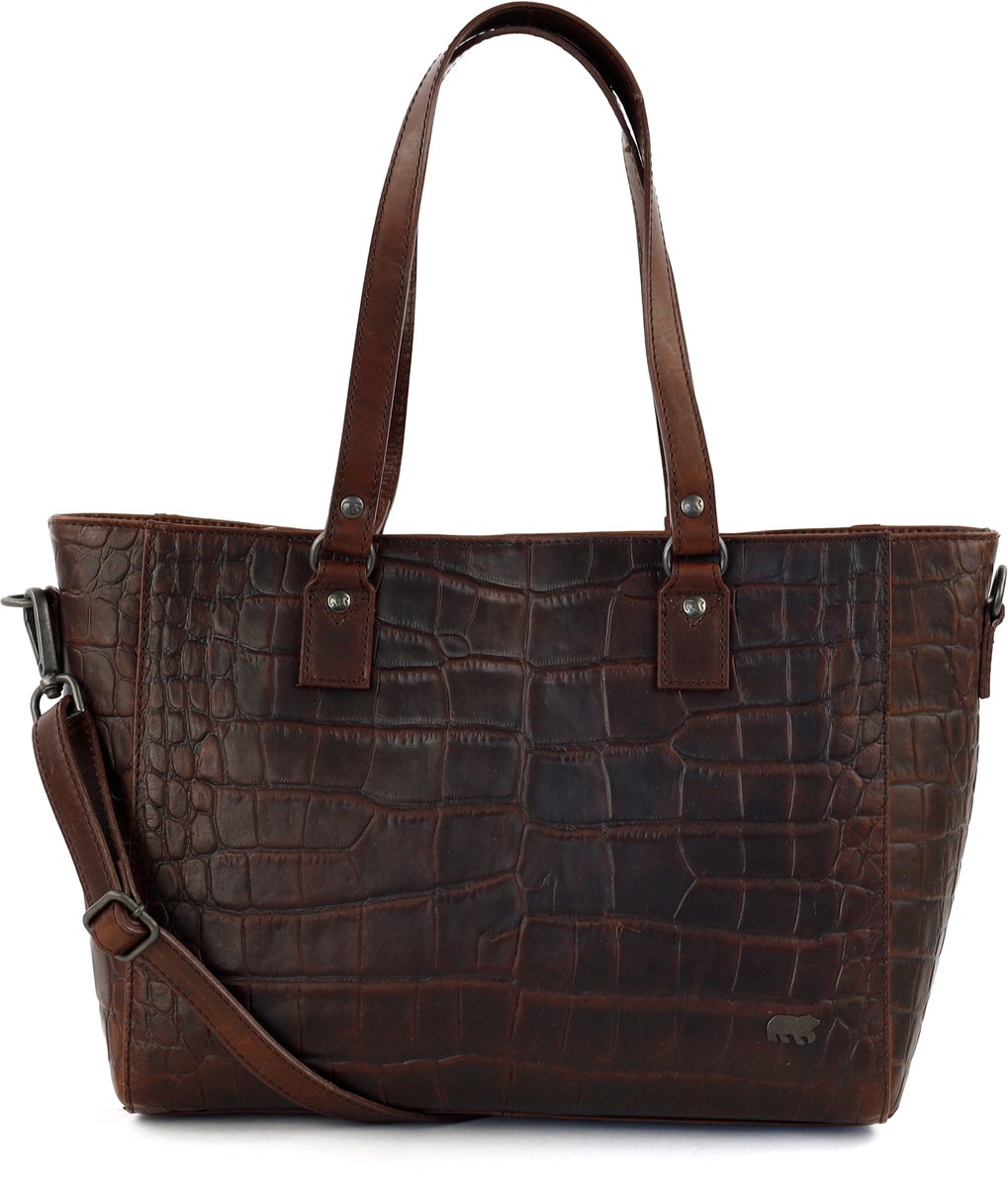 Bear Design Chiara Leren Croco Shopper - Cognac
