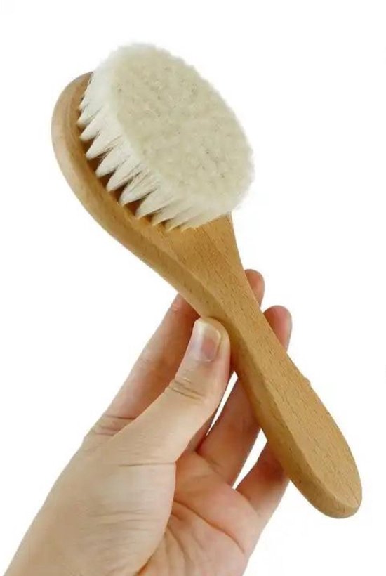 Baby borstel - Babykam - Babyhaar kammen - Zachte borstel - Kraamcadeau - Geitenhaar borstel - Houten babyborstel - Baby haarverzorging - Newborn brush - Baby hair brush - Houten kam - Jonyx — afbeelding 4