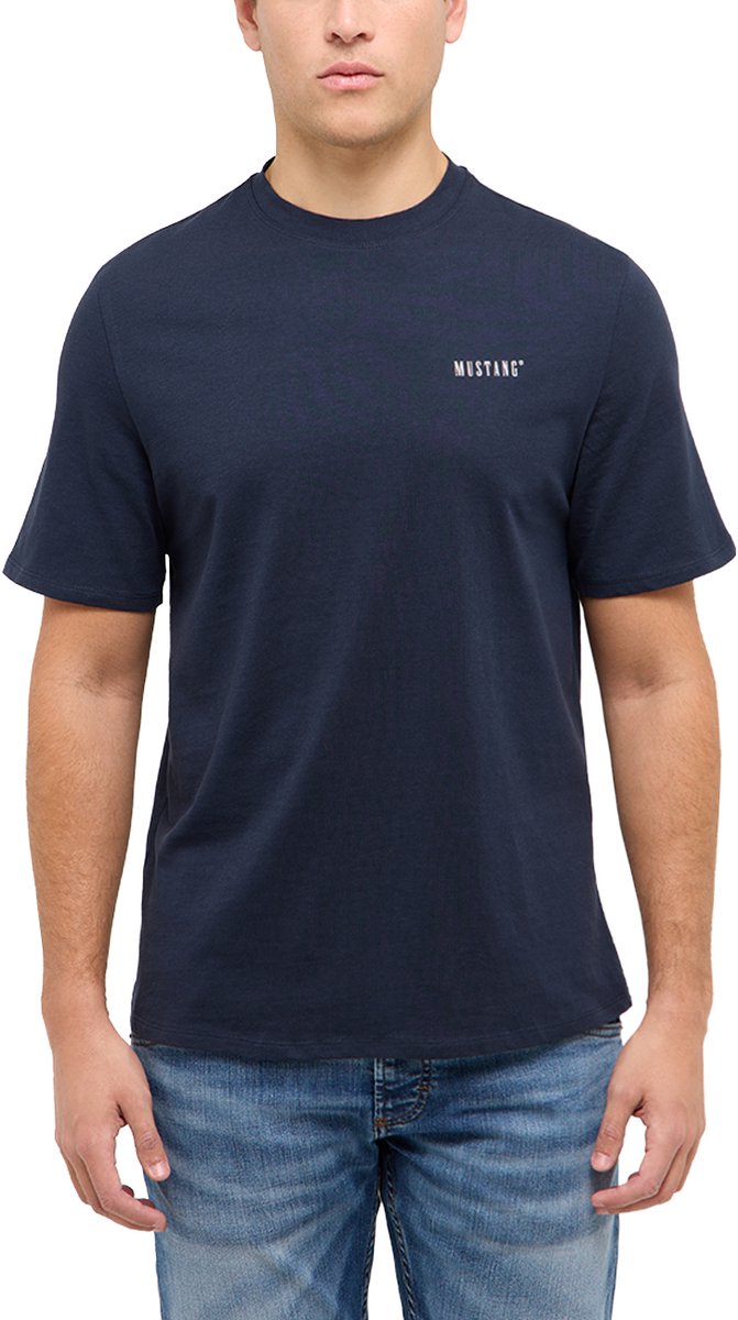 Mustang Heren T-Shirt regular fit Blauw 3XL Ronde Hals Volwassenen