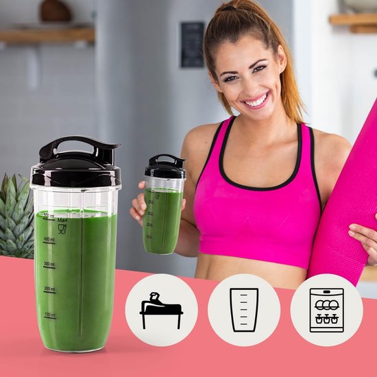 Nutrition Blender - Smoothie Maker - Gezonde Drankjes Maken - Krachtige 500W Motor - 700 ml Kan - Zilver Zwart — afbeelding 4