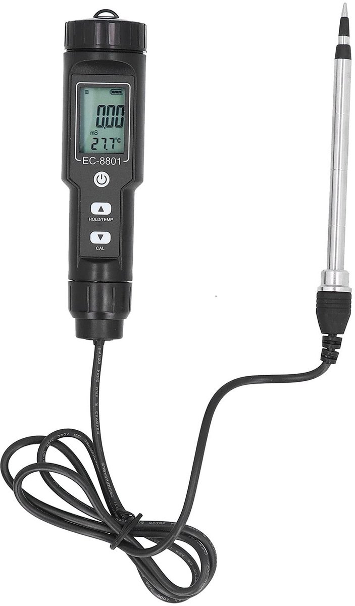 Dailygoods- Bodemmeter Draagbaar - EC-Zoutdetector - Bodemgeleidbaarheidstester - Geschikt voor Tuinieren - LCD-Scherm - Ideaal voor Plantenlandbouw - Grondtester