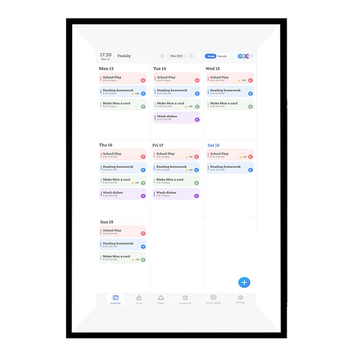 Dailygoods- Digitale Agenda 10,1 Inch HD Touchscreen - Digitale Kalender - Kalenderklok - Familieplanner - Eetplanning - Synchronisatie met iCloud