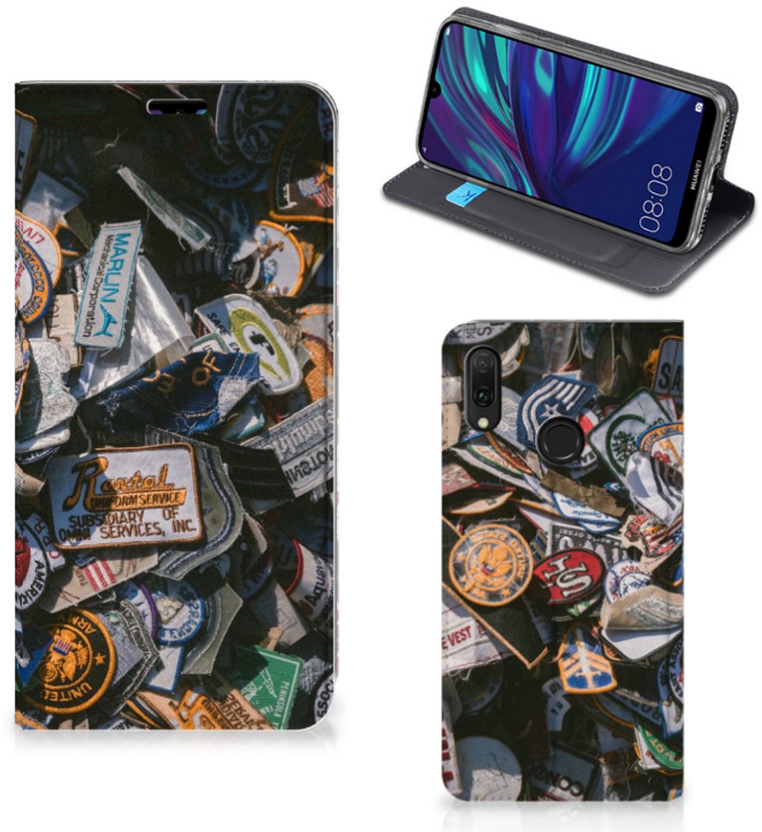 Huawei Y7 hoesje Y7 Pro (2019) Stand Case Badges