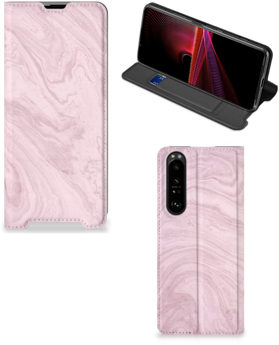 Sony Xperia 1 III Standcase Marble Pink - Origineel Cadeau Vriendin