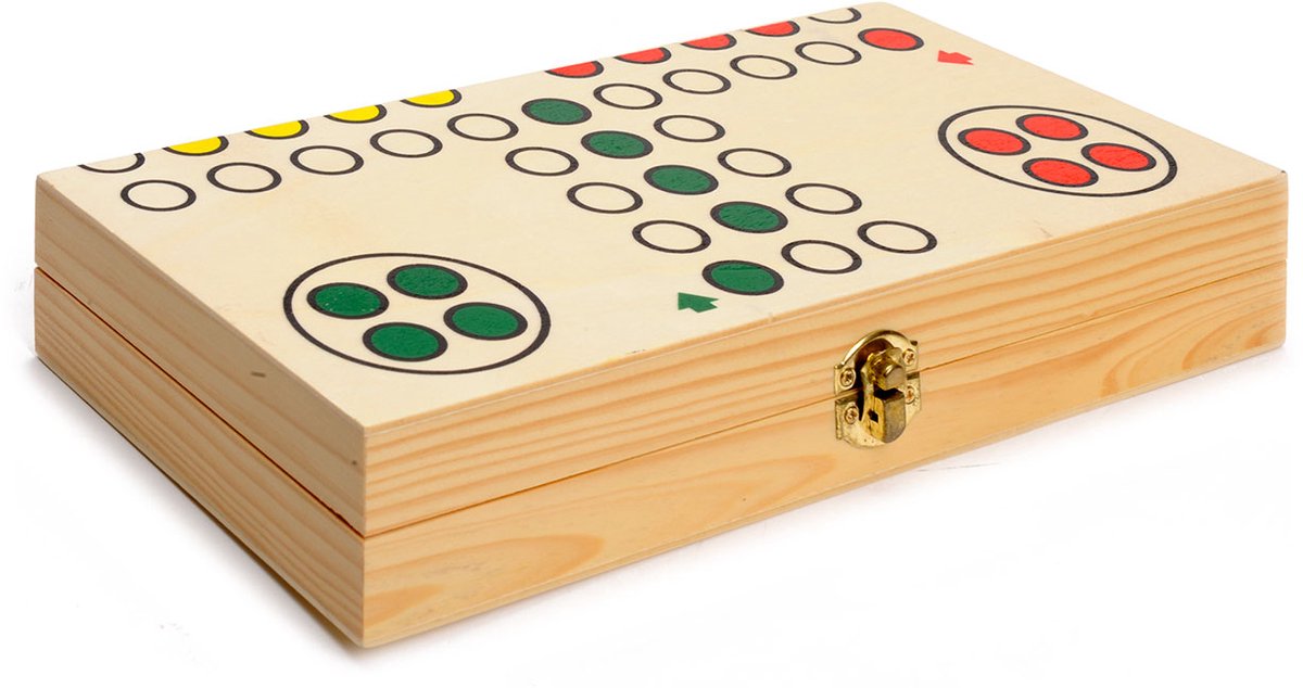 Ludo Opklapbaar Hout – Reisspel 30 x 30 cm – Met Opbergvak – Klassiek Familiespel voor 4 Spelers – Bordspel voor Thuis & Onderweg – Engelhart — afbeelding 5