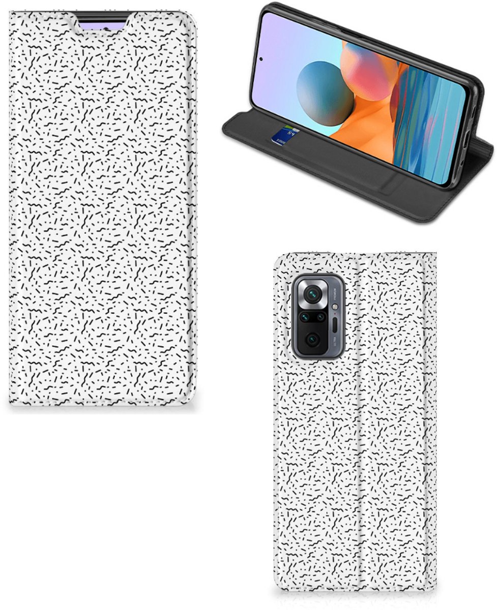 Standcase Hoesje voor Xiaomi Redmi Note 10 Pro Hoesje met Magneet Stripes Dots