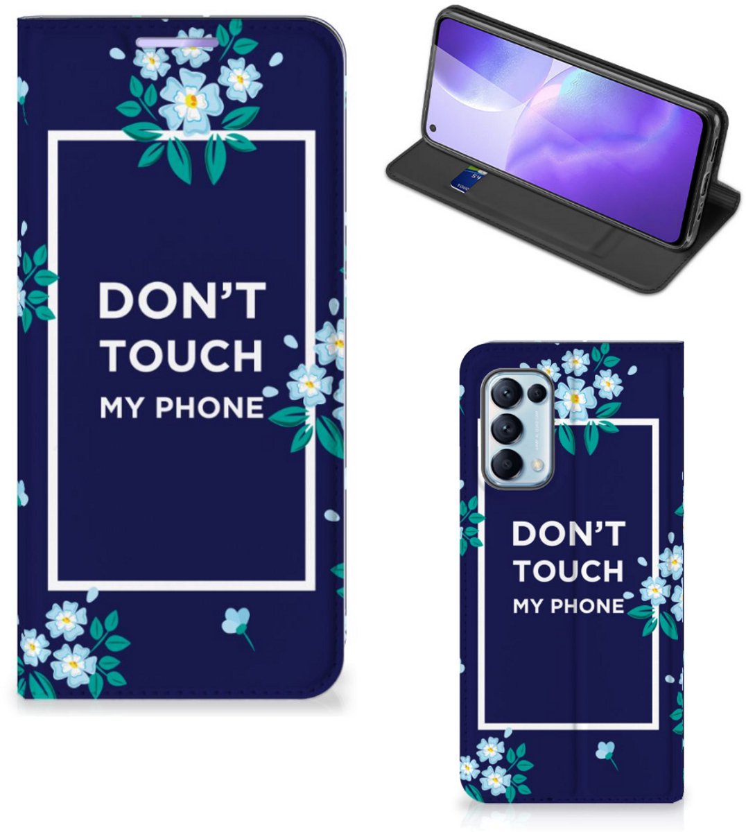 OPPO Find X3 Lite Design Case Flowers Blue DTMP