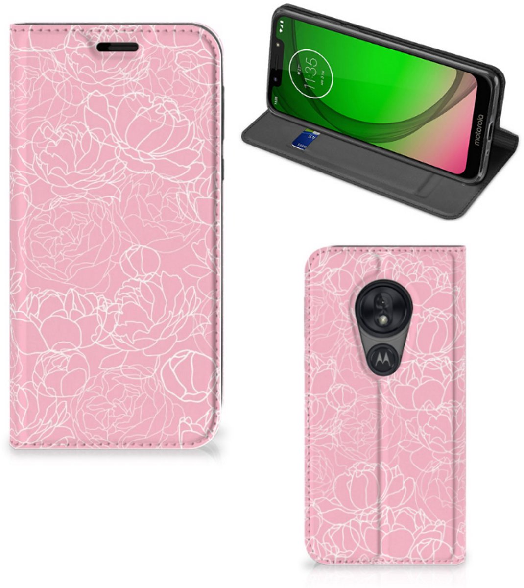 Motorola Moto G7 Play Smart Cover White Flowers