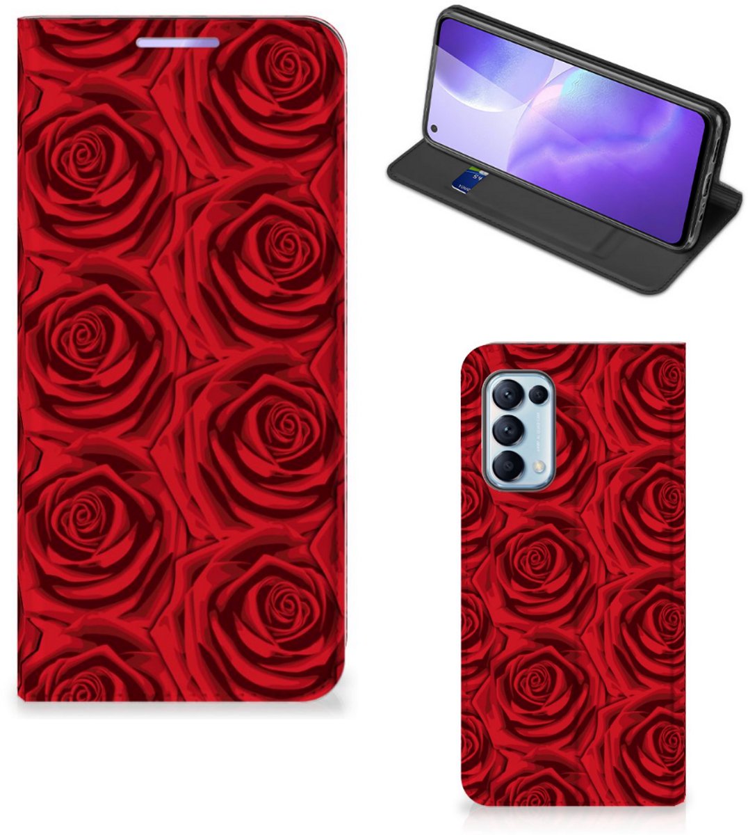 OPPO Find X3 Lite Smart Cover Red Roses