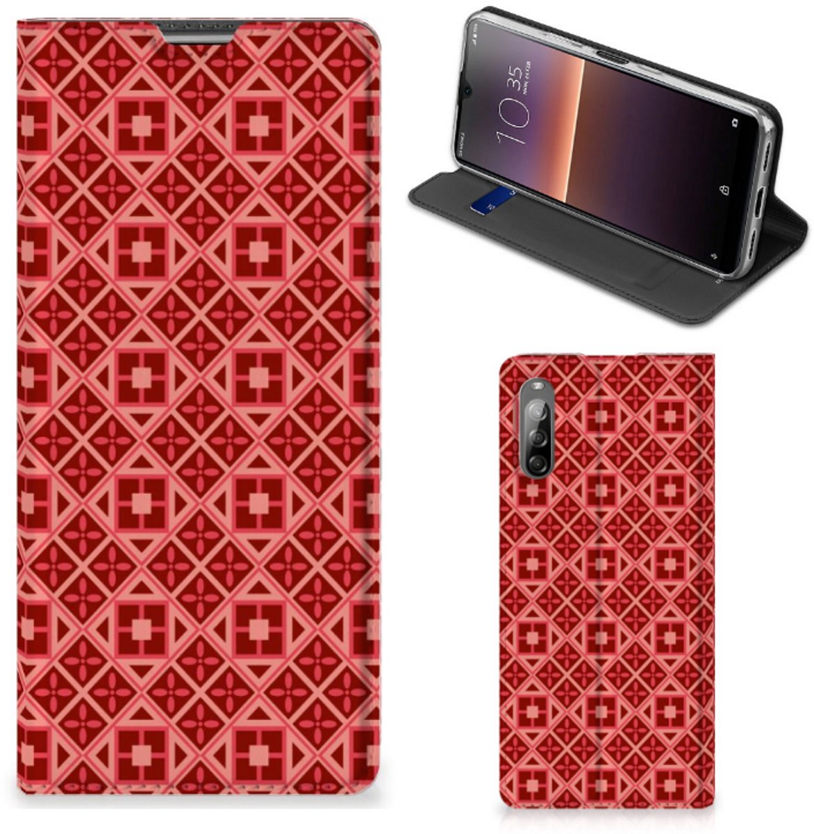 Sony Xperia L4 Hoesje met Magneet Batik Rood