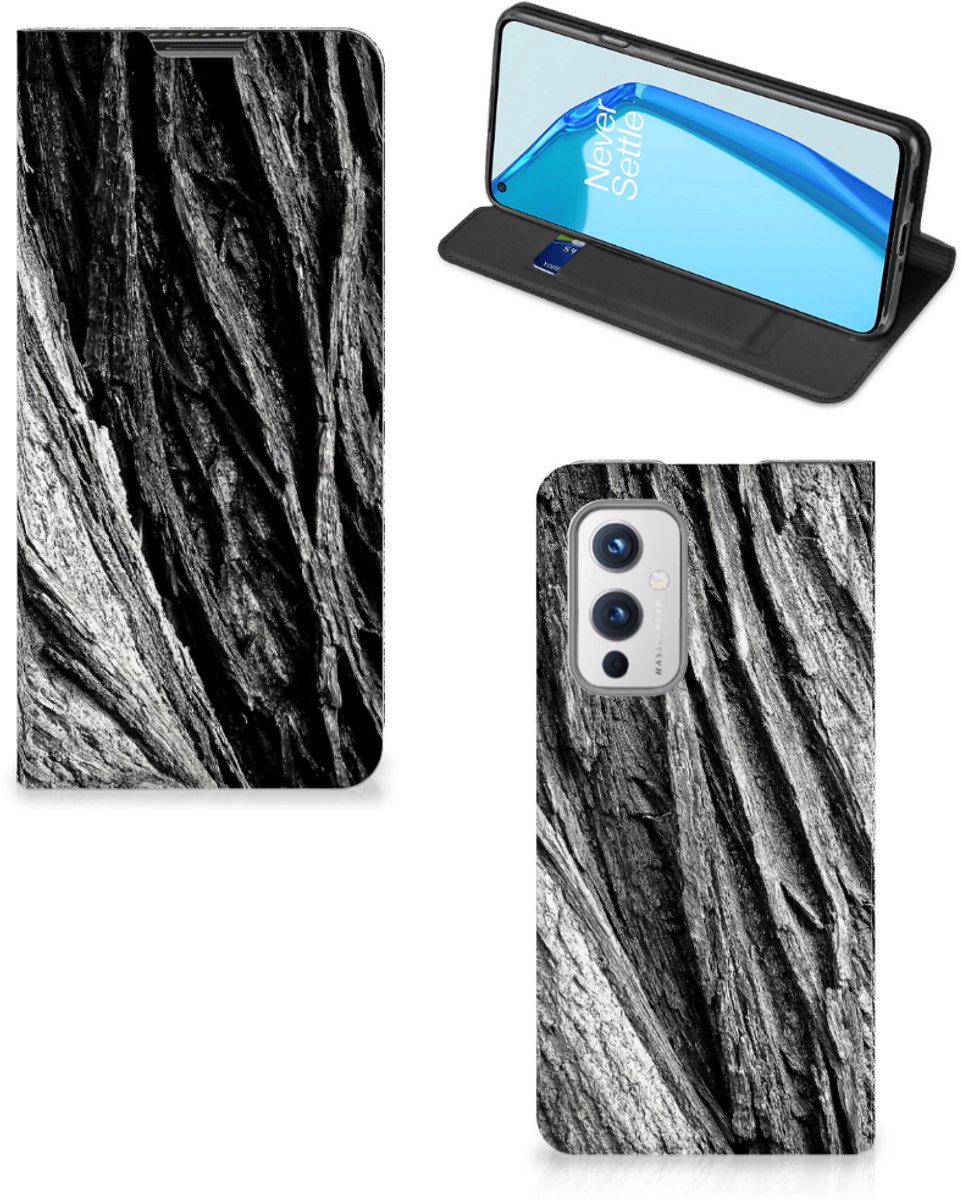 Book Wallet Case OnePlus 9 Boomschors Grijs