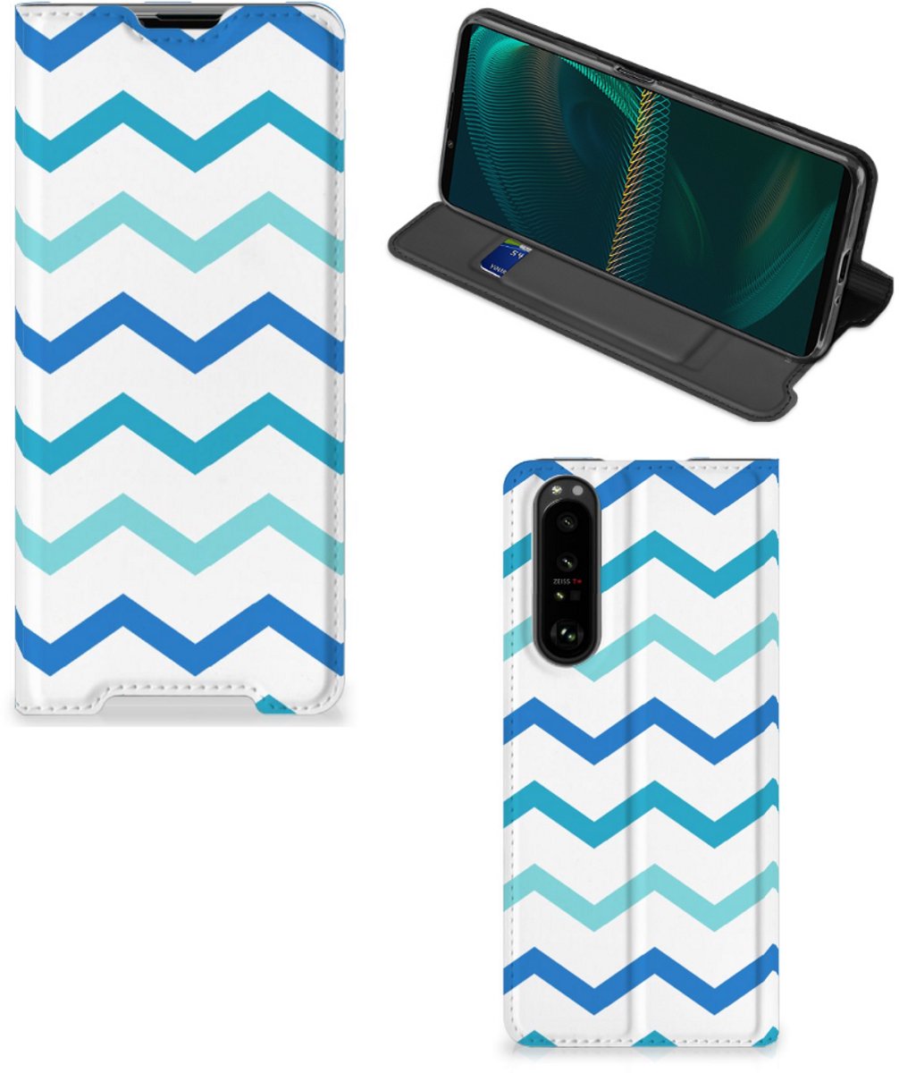 Sony Xperia 5 III Hoesje met Magneet Zigzag Blauw