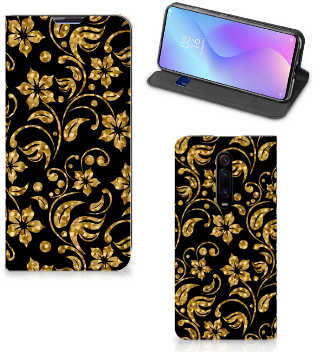 Xiaomi Redmi K20 Pro Smart Cover Gouden Bloemen