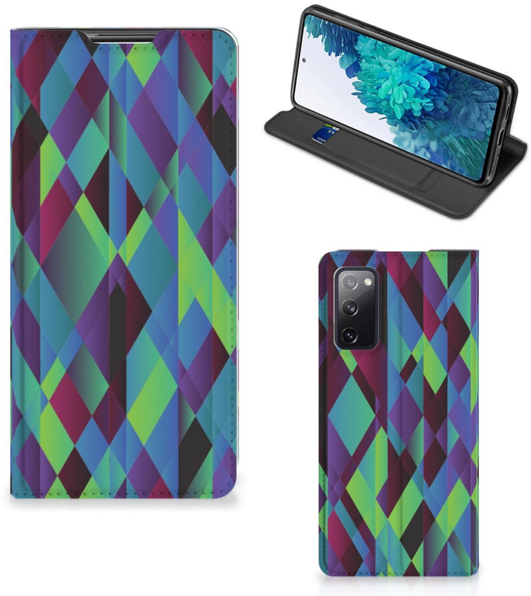 Samsung Galaxy S20 FE Stand Case Abstract Green Blue