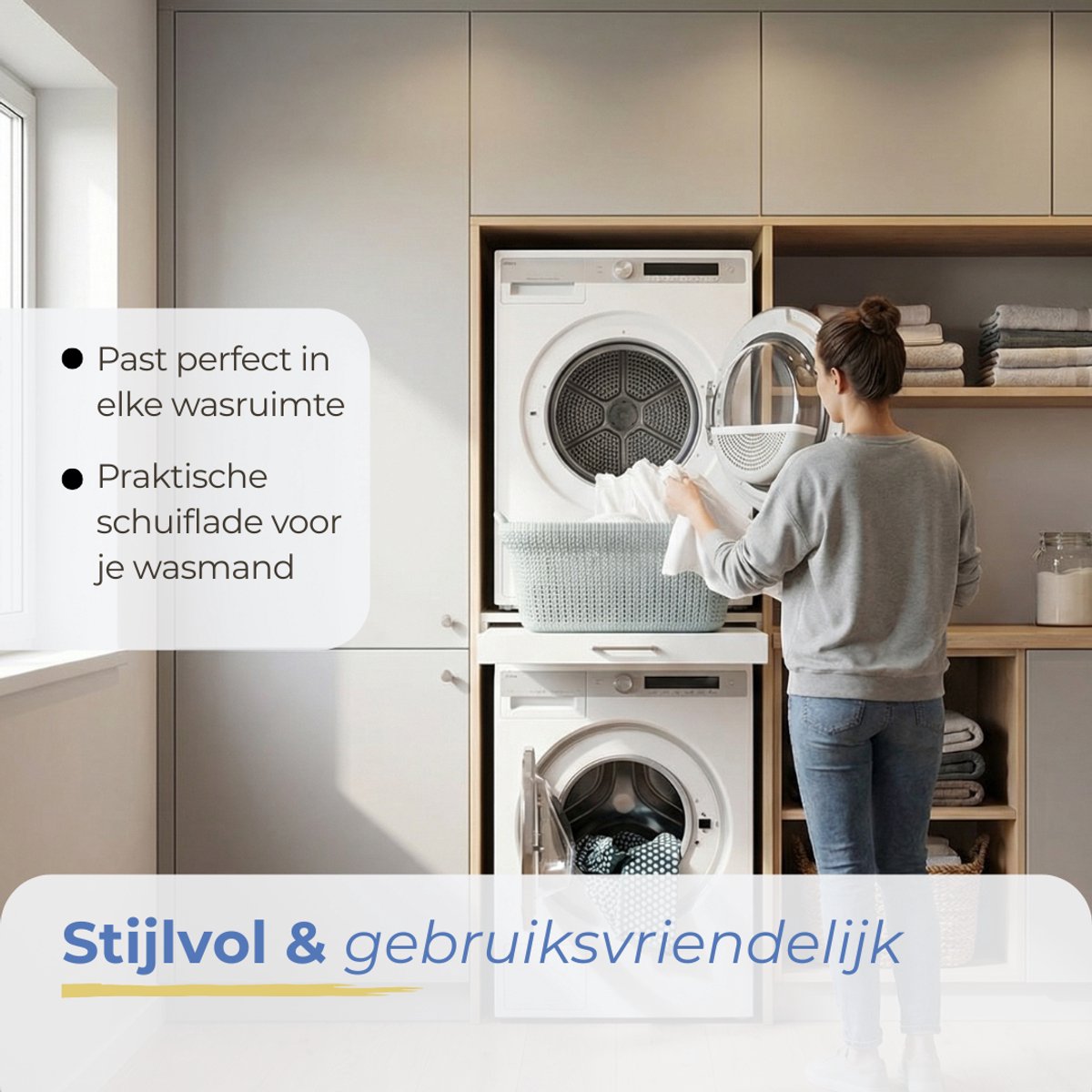 Morelia® Tussenstuk Wasmachine Droger - Stapelkit Wasmachine Droger - Universeel - Wit — afbeelding 7