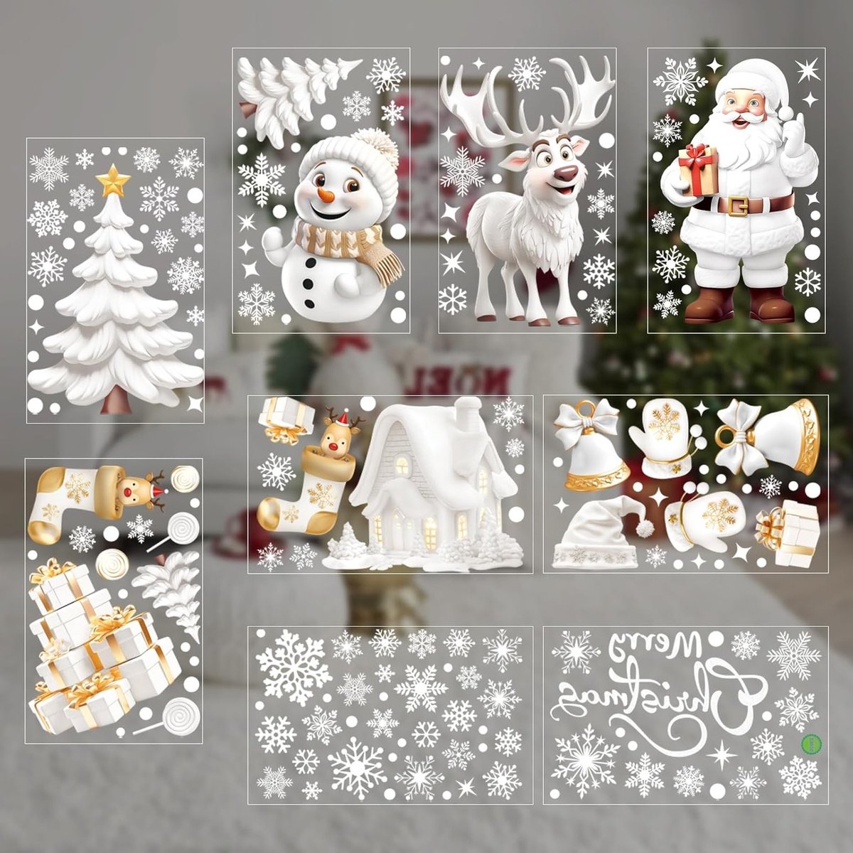 190 Stuks Kerst Raamstickers Zelfklevend Sneeuwvlokken Winter Decoratie