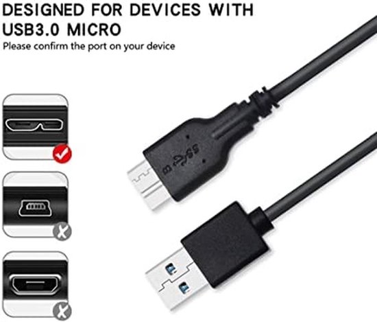 USB B Kabel voor Seagate Game Drive en Maxtor M3 - USB 3.0 Hi-Speed — afbeelding 4