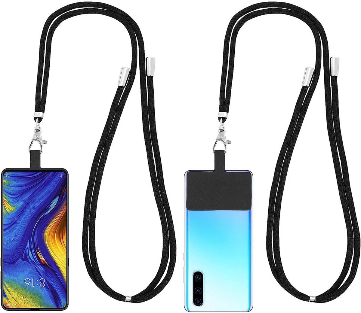 Dailygoody - Mobiele Telefoonkoorden - Afneembare Halsband - Ultieme Mobiliteit - Zwart - Handsfree Draagoplossing - Geschikt voor Smartphones - 2 Stu