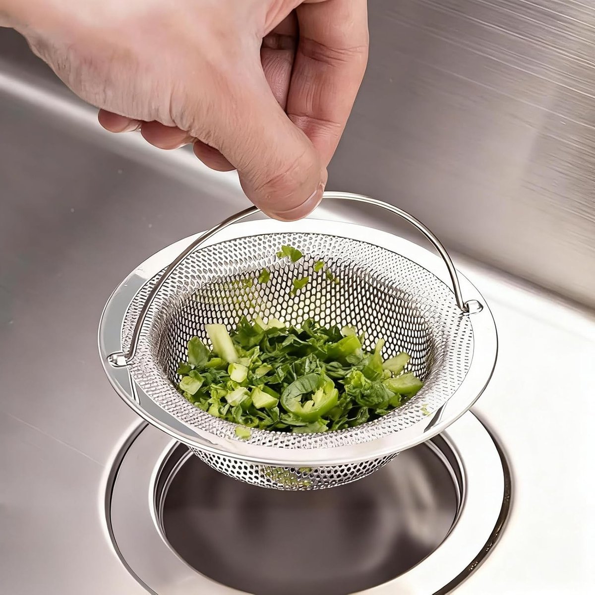 RVS Afvoerfilter voor Keuken, Set van 4 Stuks, Roestvrij Staal, Ideaal voor Afvoer en Vaatwasser, 11 cm