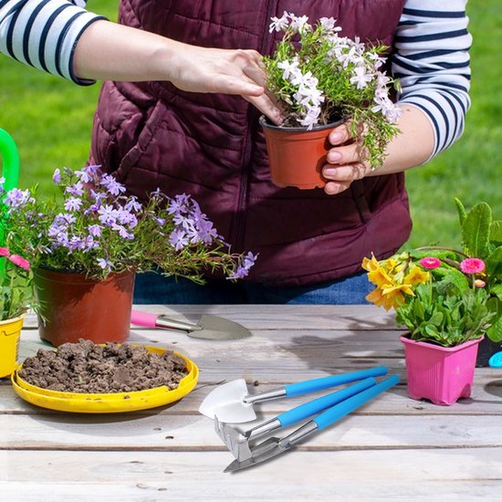 Dailygoody - Tuingereedschapset - Handgereedschap - Mini Tuinset - Roestvrij Staal - Tuin Hark Spade - Geschikt voor Planten - Roze — afbeelding 2