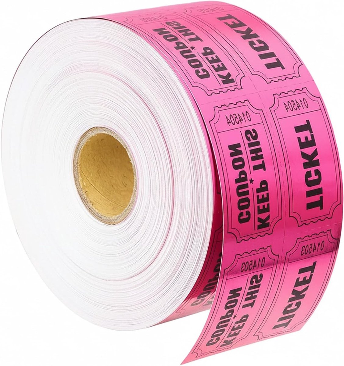 Dubbele Vouw Tickets in Roze, 1000 Stuks, Genummerde Tombola Tickets voor Evenementen, Entree en Vouchers