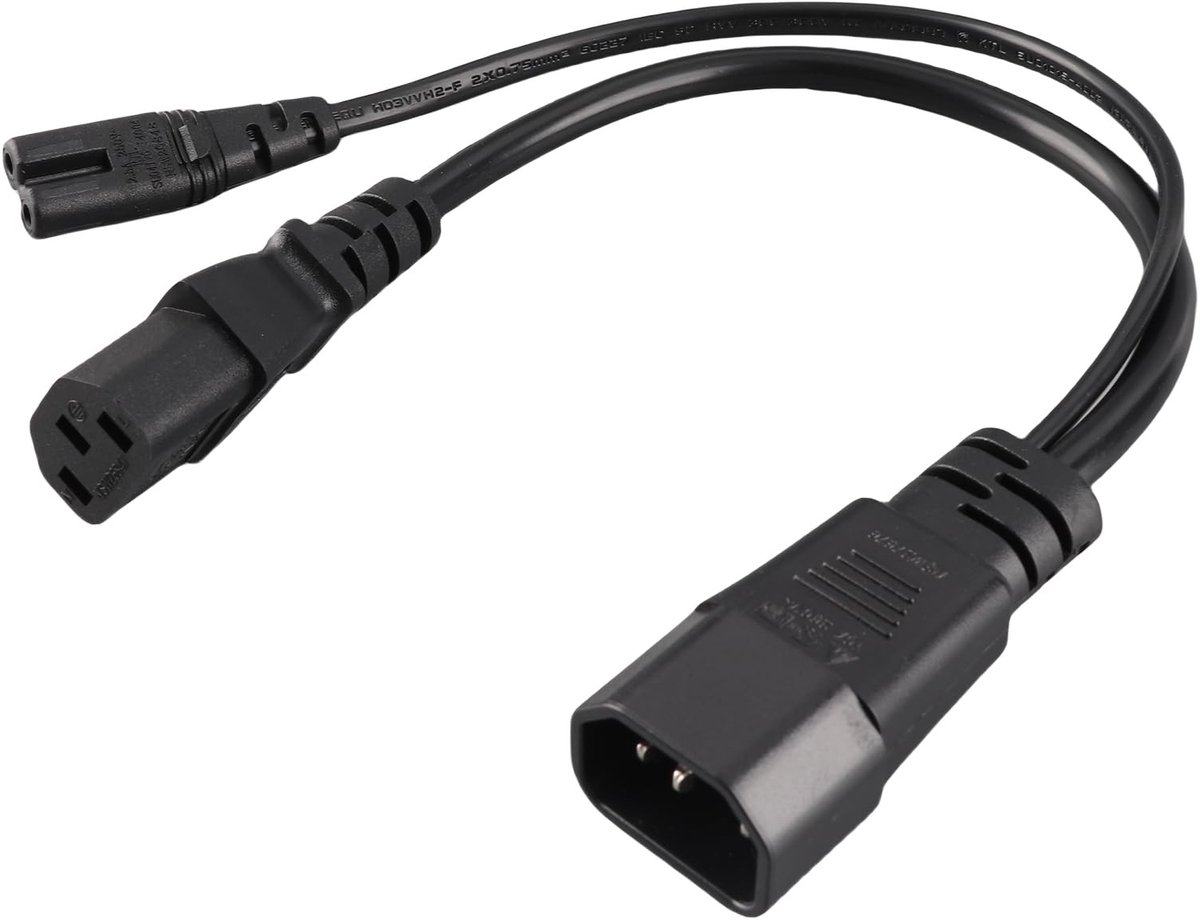 Y-vormige IEC320 C14 naar C13 C7 Voedingskabel - 1 naar 2 Uitgang