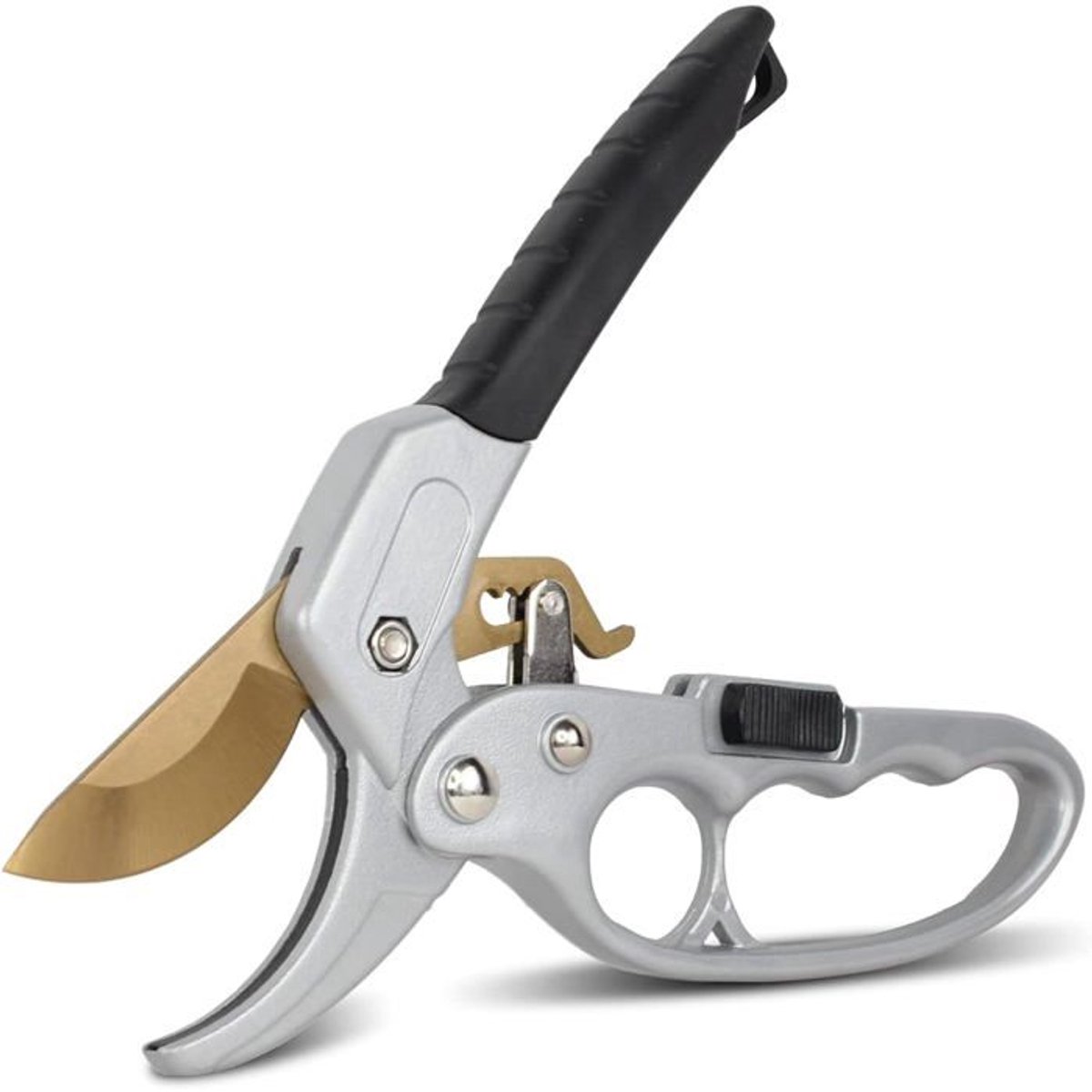 Tuinschaar van titaniumlegering met ratelmechanisme - Ergonomische, antislip en veilige handgreep - 20 cm - Grijs