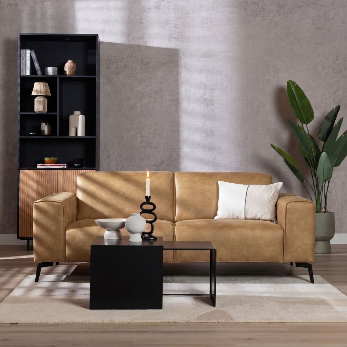 Bronx71 Industriële bank 2,5-zits Vegas eco-leer beige