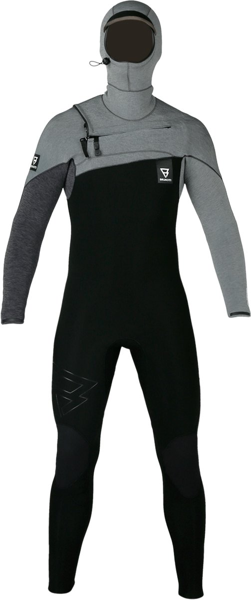 Brunotti - Gravity Wetsuit Heren - Hooded Fullsuit 6/4mm - Grijs - L