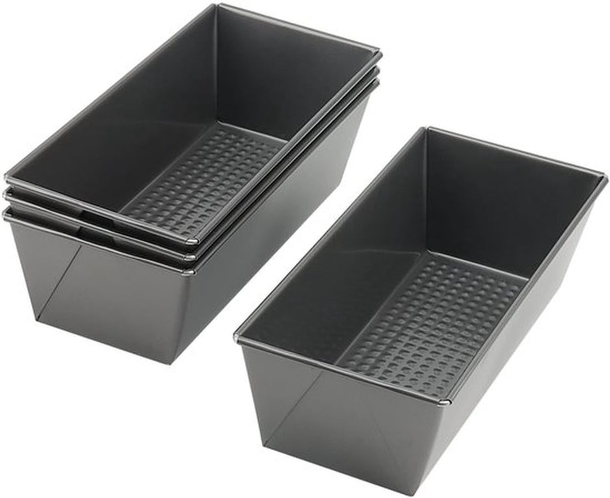 4PCS 10 Inch Rectangulaire Broodpannen, Anti-aanbak Zwarte Brood Bakvorm, Rechthoekige Bakplaat voor Oven Bakken