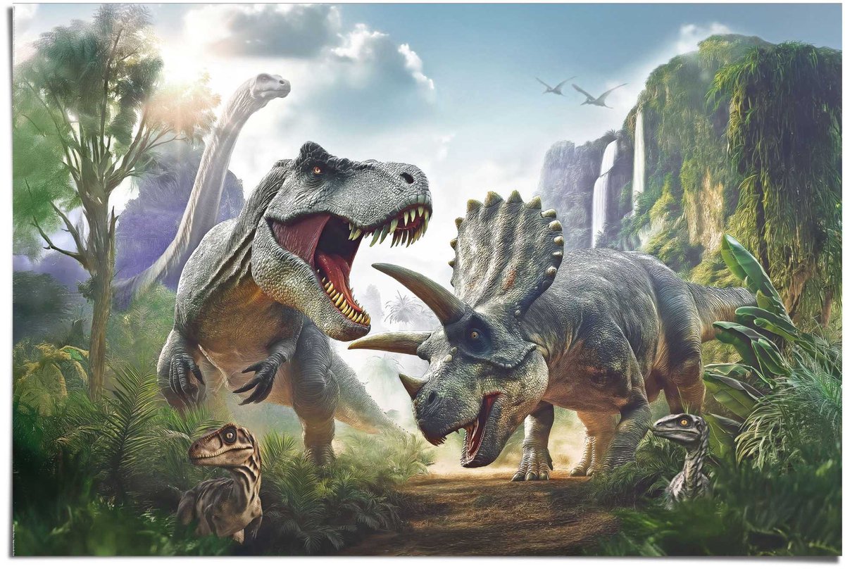 Poster Dino wereld - 61 x 91,5 - Papier - REINDERS