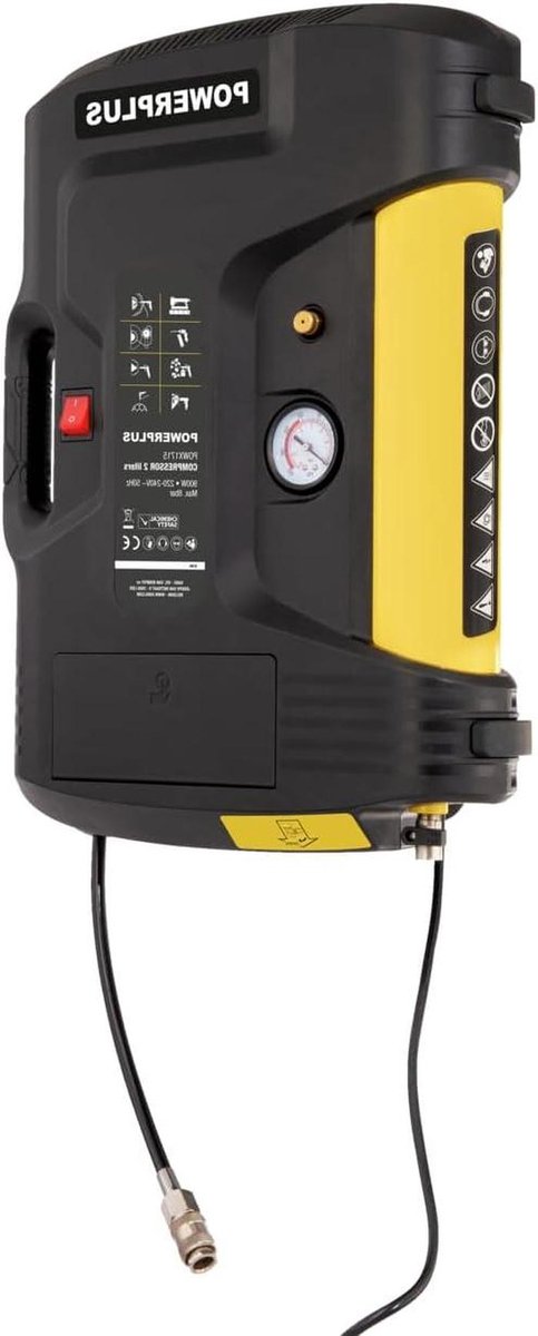 Wandmontage Compressor - Perslucht Pomp - Werkplaats Organiseren - Olievrij Onderhoud - 8 Bar Druk - Grijs