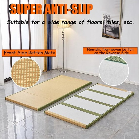 Tatami Vloermatras - Futonmatras Gastenbed - Yoga Meditatie - Opvouwbaar Ademend - 3 cm dik - Bruin — afbeelding 3