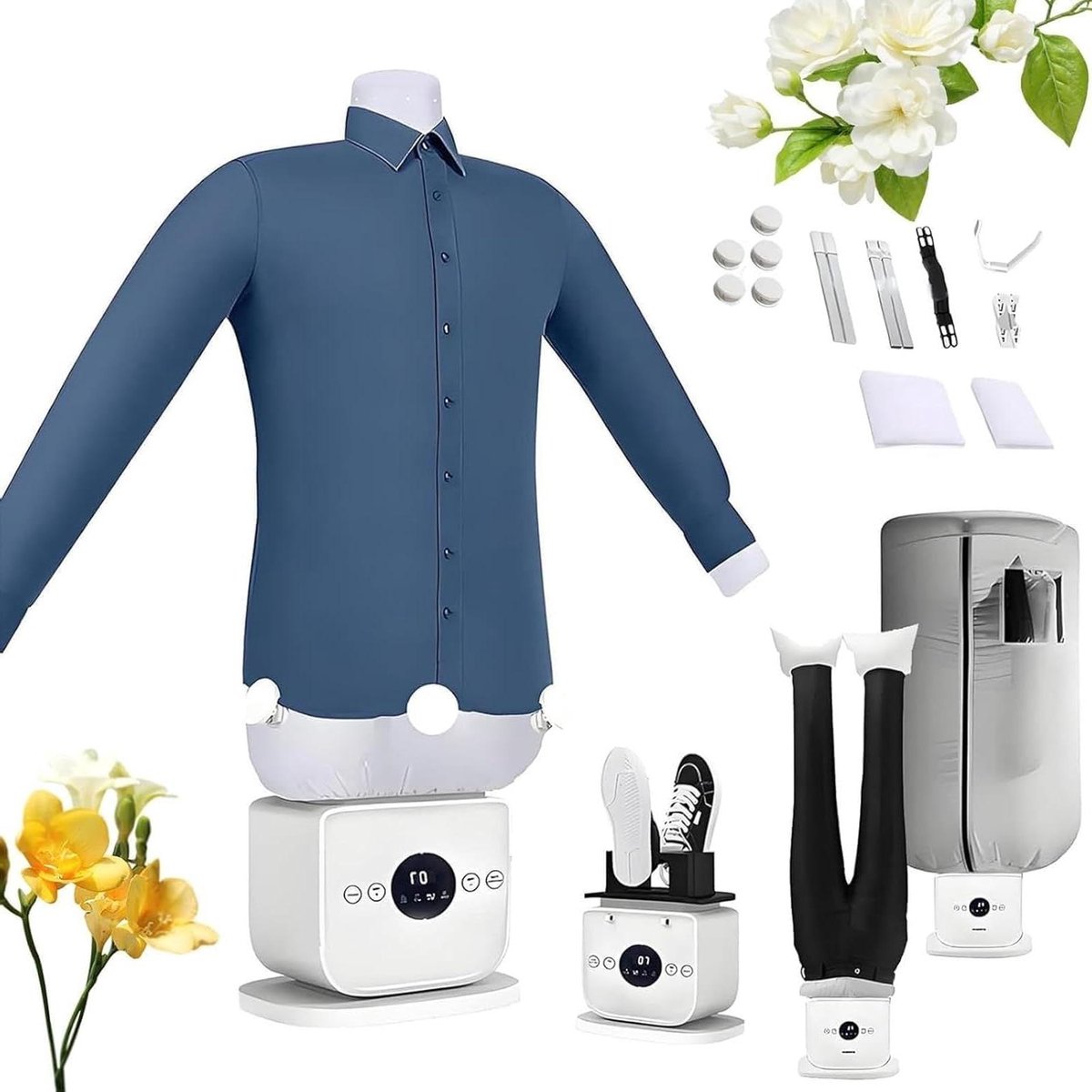 Automatische Strijkmachine - Stoomstrijkijzer Droger - Snel Kleding Strijken - 360° Hete Lucht - 8-10 Minuten - Wit
