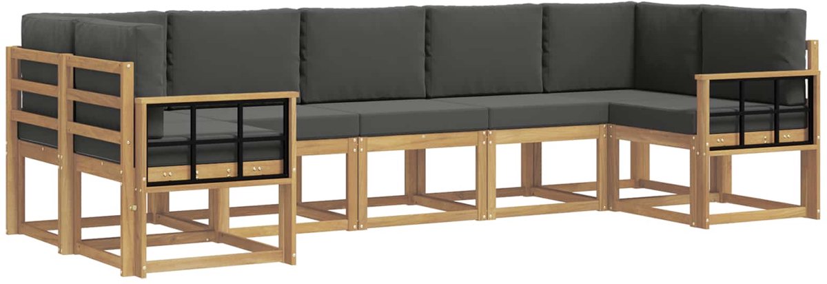 vidaXL Buiten - bank - set - 7 - st - 7-zits - Wit - en - antracietkleurig Wit en antracietkleurig