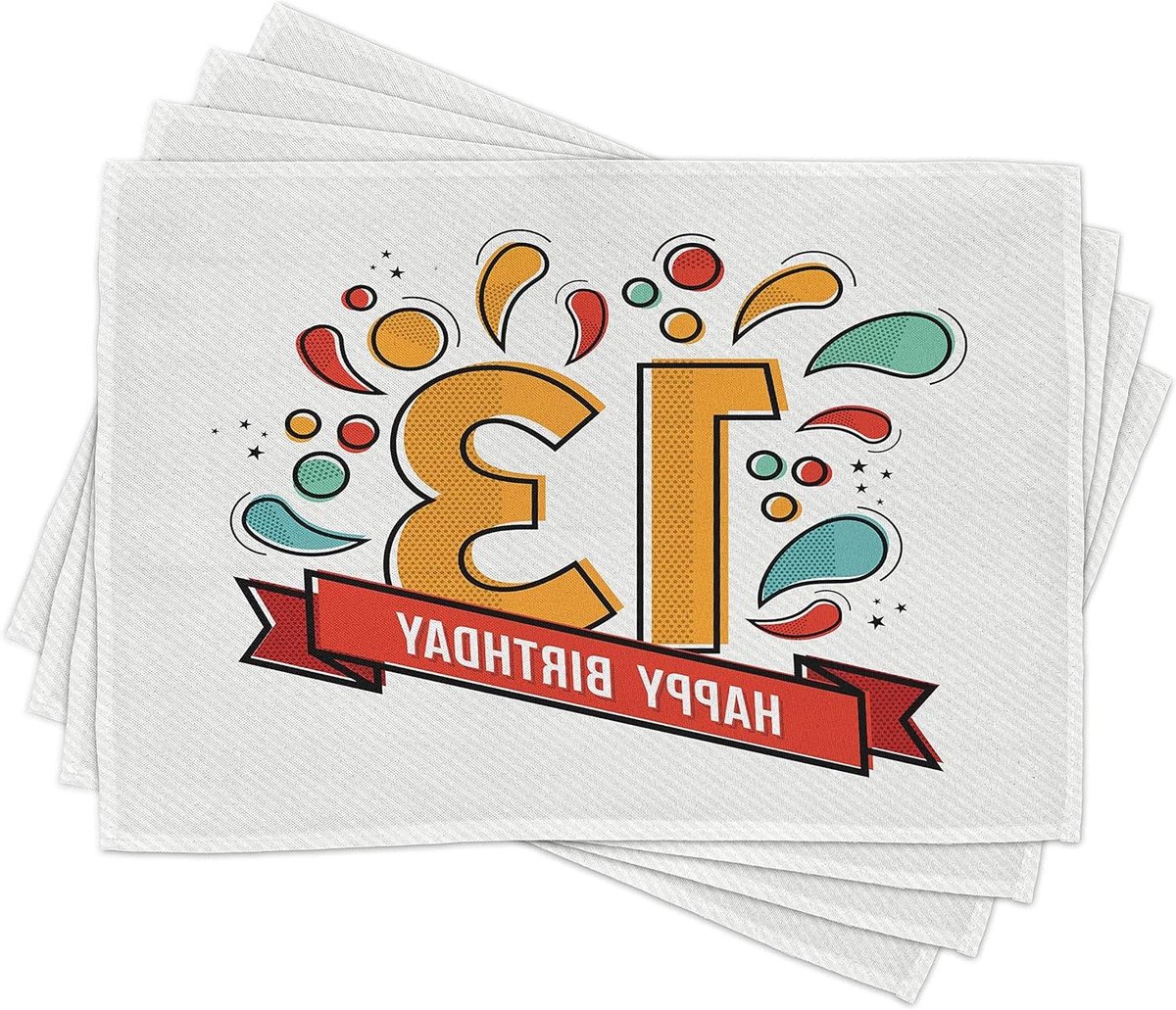 Placemat Set - Tafelmatten - Verjaardag Versieren - Levendige Kleuren - 30x45 cm - Veelkleurig