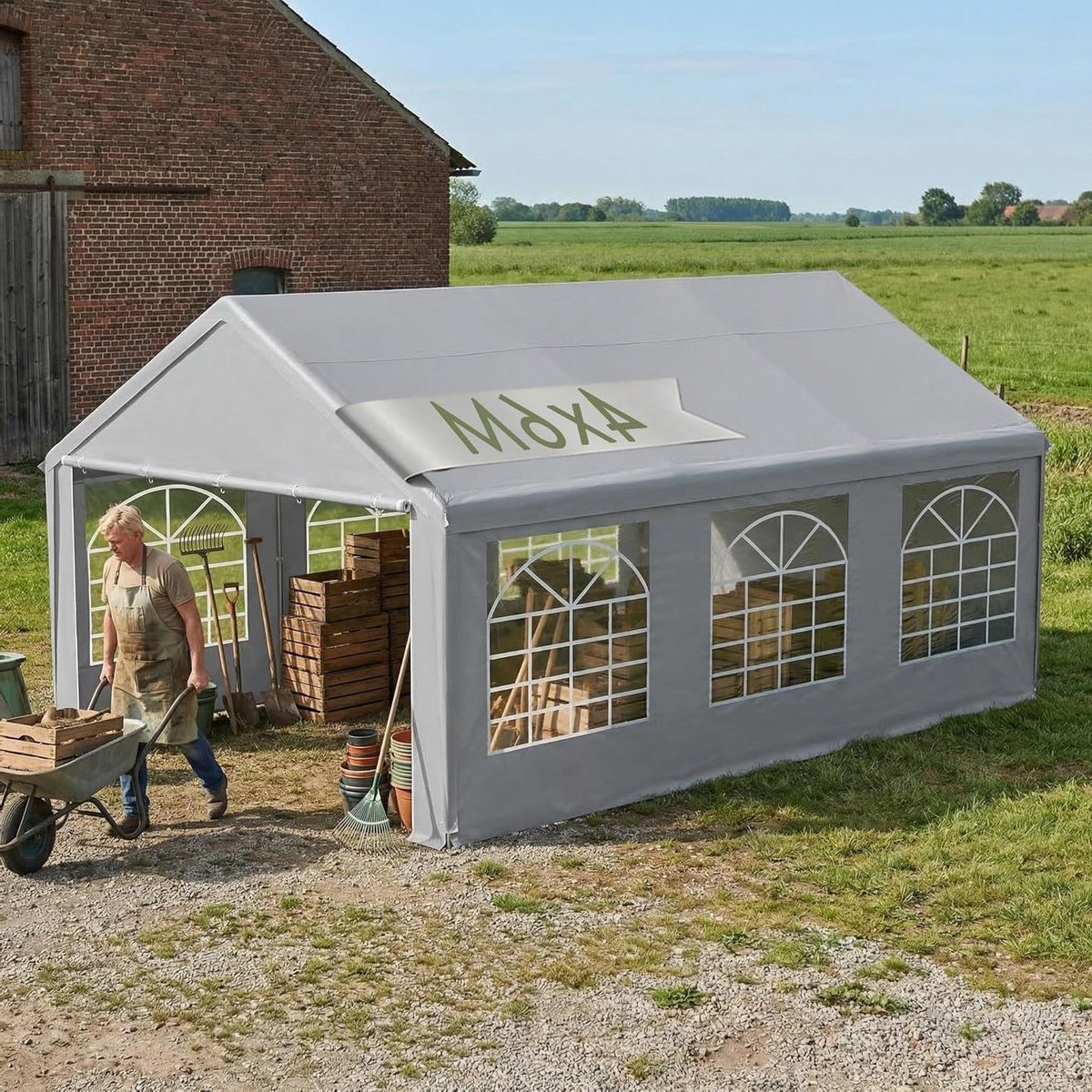Partytent - Paviljoen - Buitenfeesten - Waterdicht en stabiel - 4x6 meter - Grijs