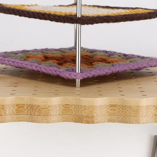Haakblokplank - Blokkeerplank Haken - Projecten Vormgeven - Met 10 Stalen Pennen - 19.4 x 19.4 cm - Bruin — afbeelding 3
